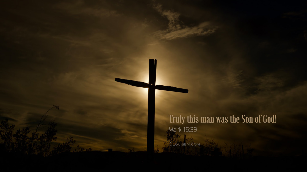 La cruz en el cielo sepia de mal humor dice que este hombre era verdaderamente el Hijo de Dios.