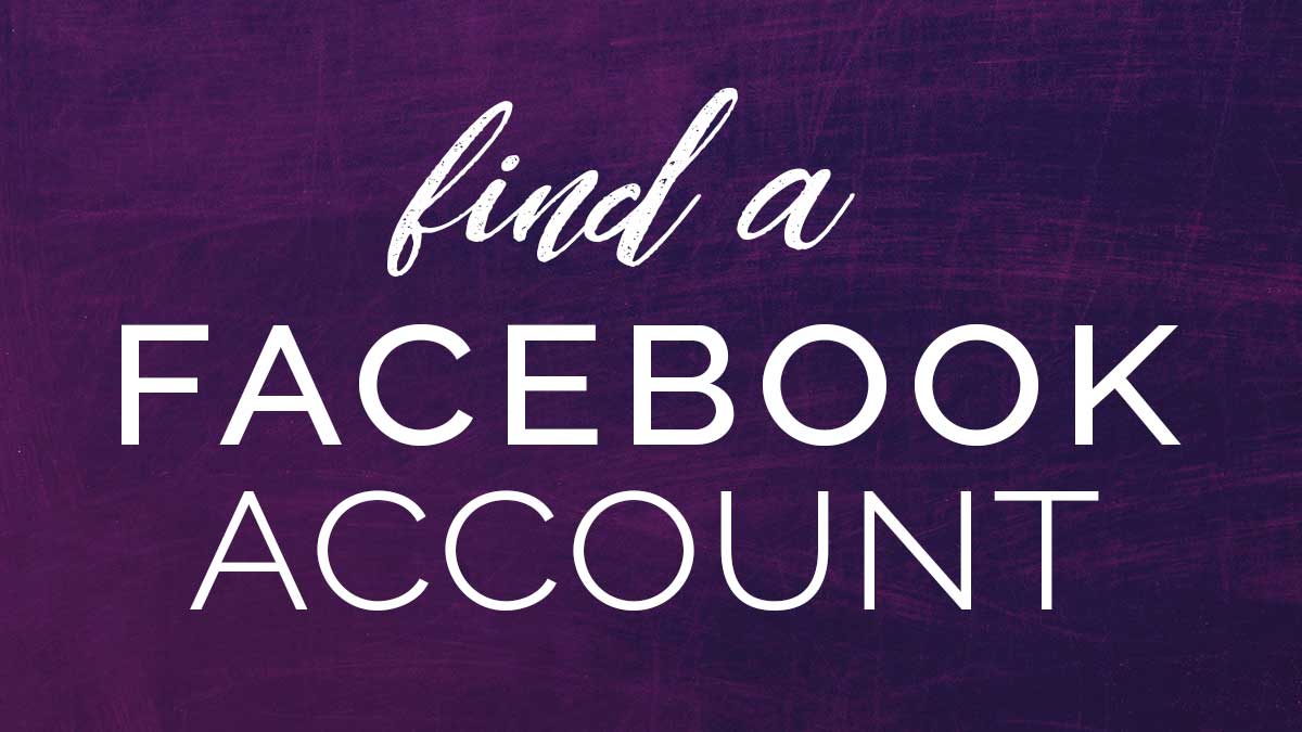 на темно-фиолетовом фоне написано «Найти учетную запись Facebook».