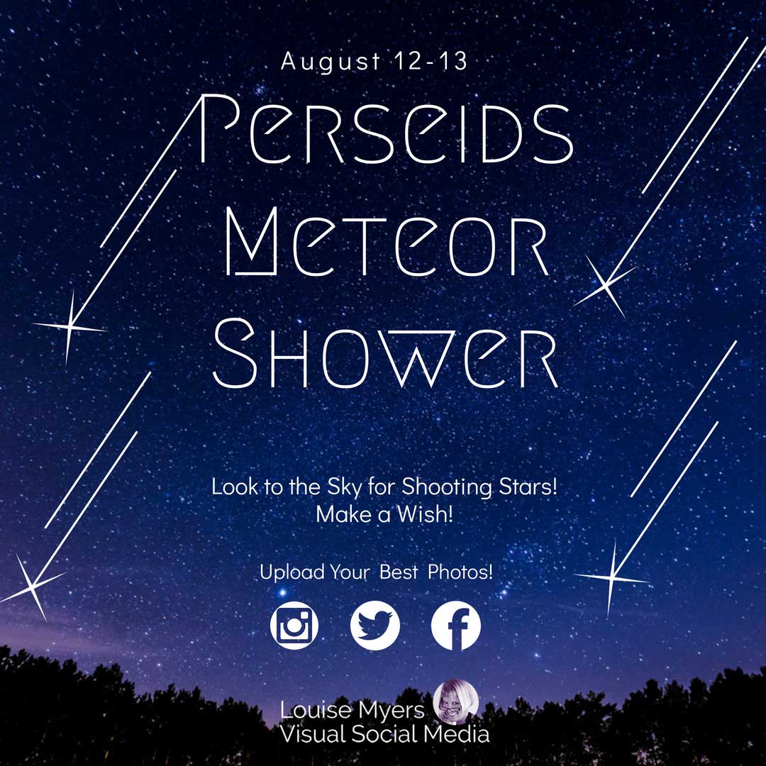 night sky photo says perseids meteor shower august 12 and 23.
