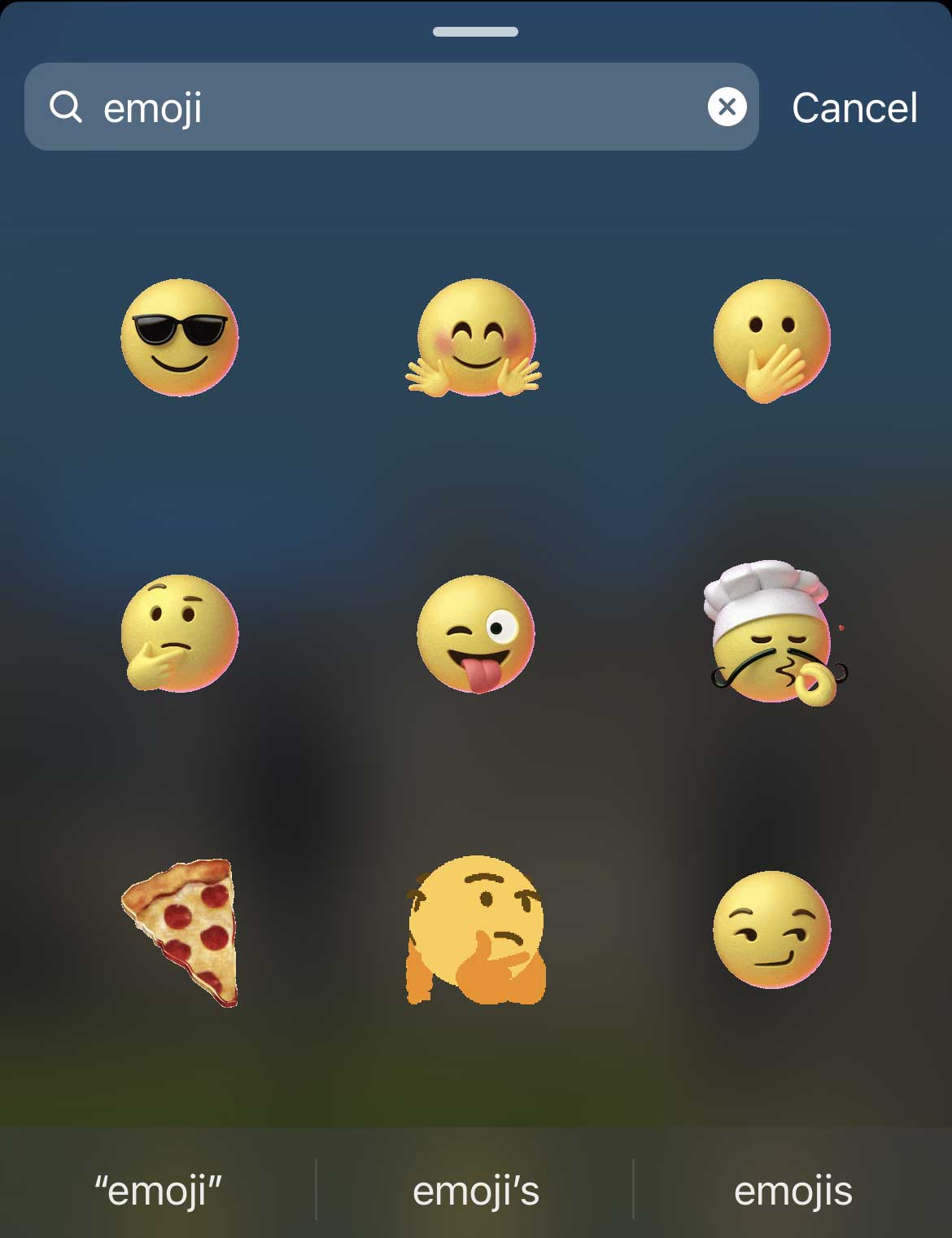 search results for emoji instagram story stickers.