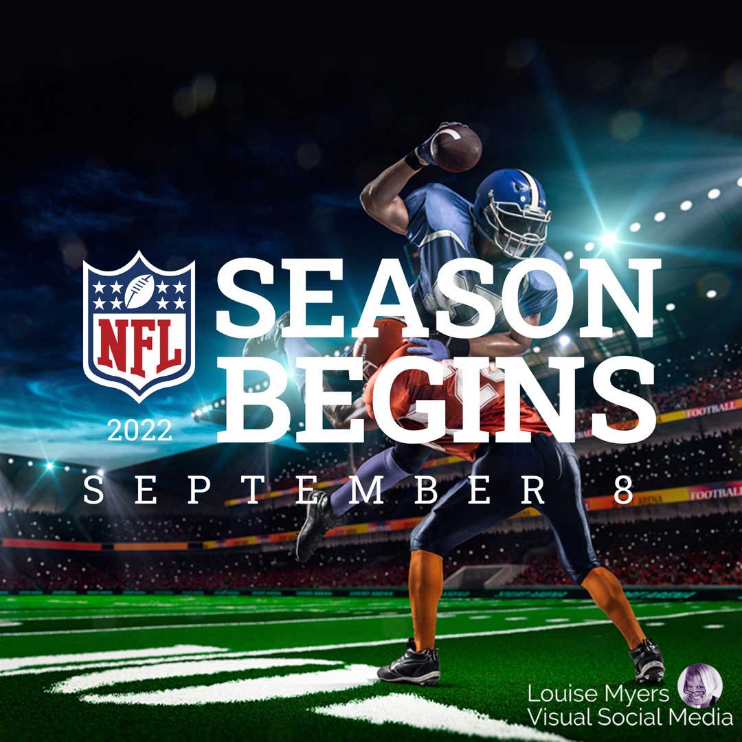 football player on field says nfl season begins september 8.