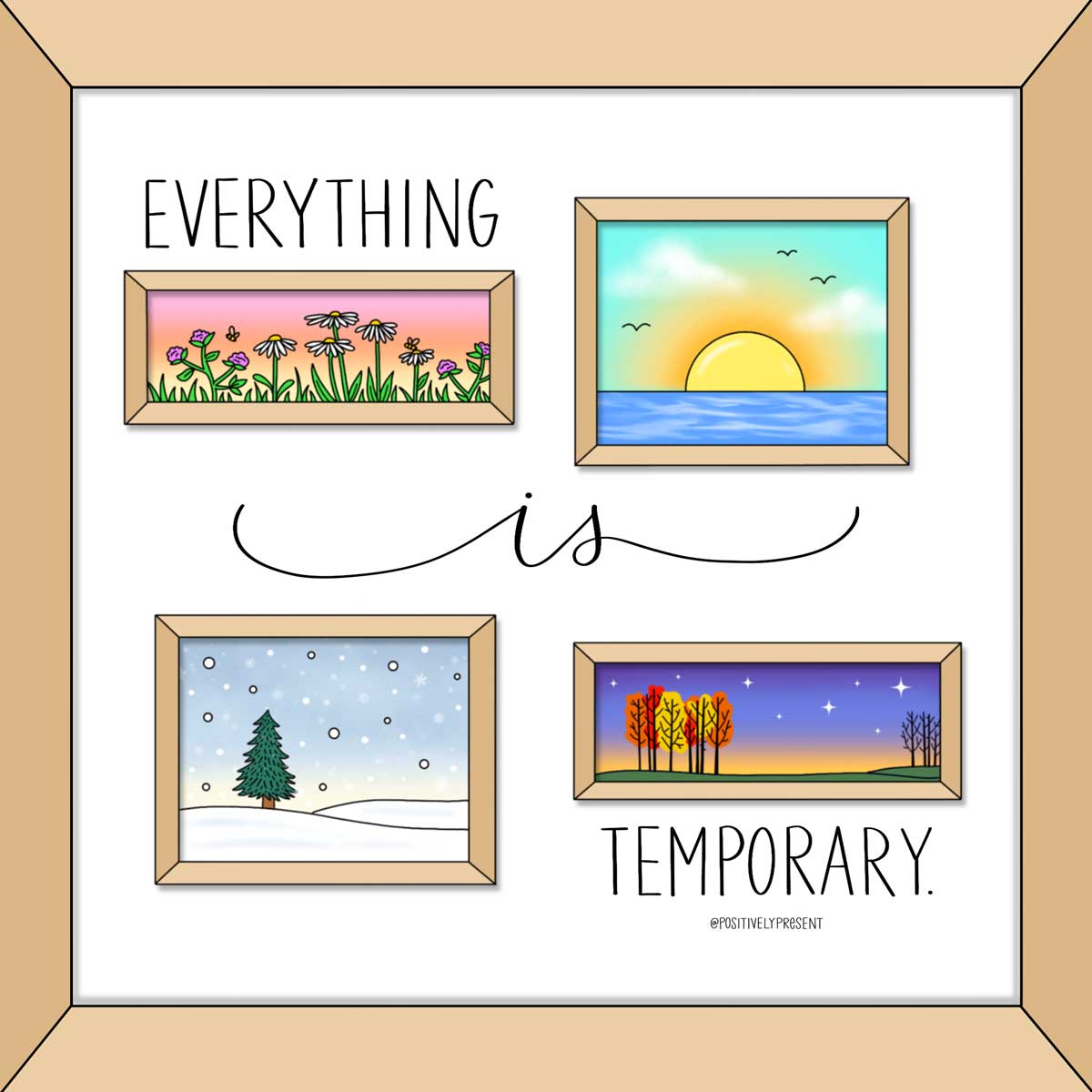 Framed art of 4 seasons says everything is temporary.