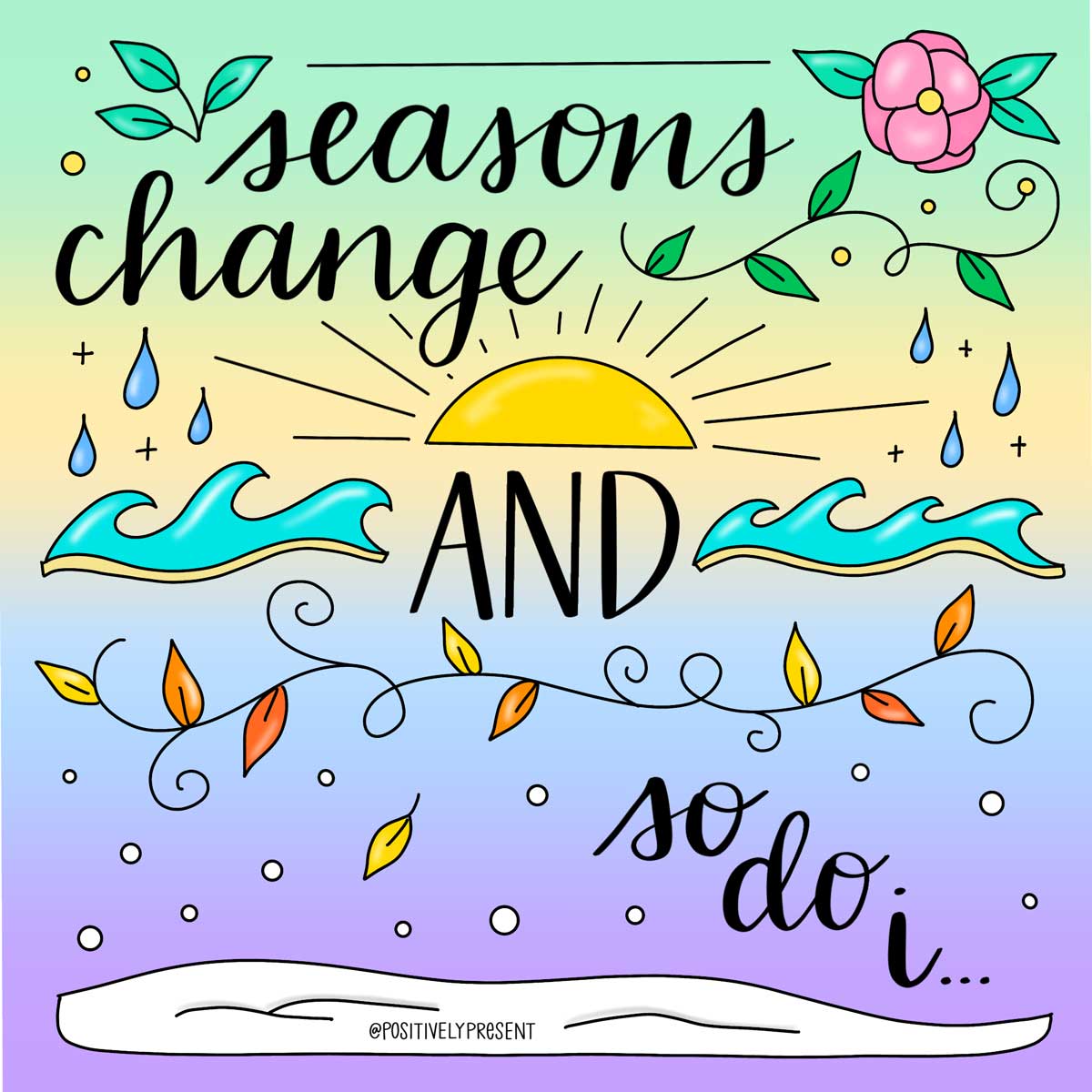 illustration of seasonal transitions says seasons change and so do i.