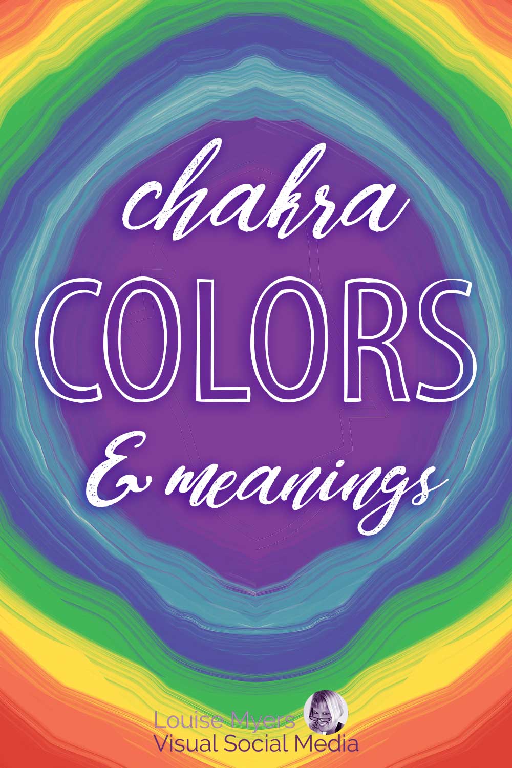 painted rainbows of colors arranged in a circle that surrounds text chakra colors and meanings.