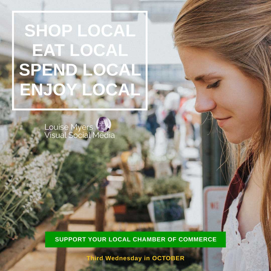 woman shopping in garden center says Support Your Local Chamber of Commerce Day is the third wednesday in october.