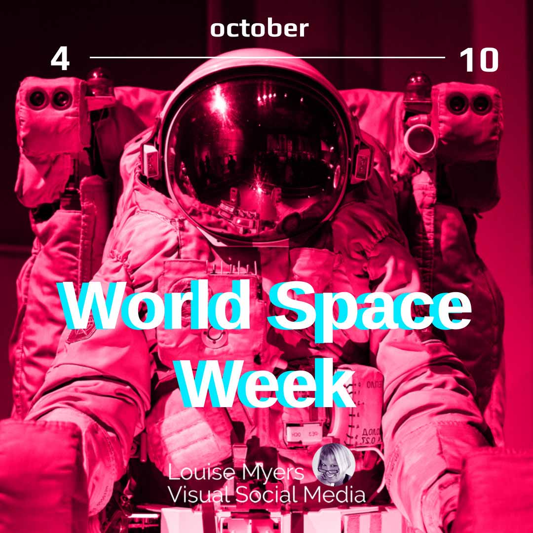 astronaut in red tones with text World Space Week is October 4 to 10.