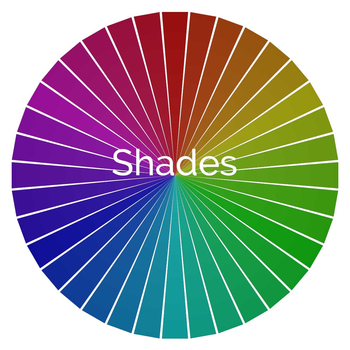 color wheel with shades of 36 different colors.