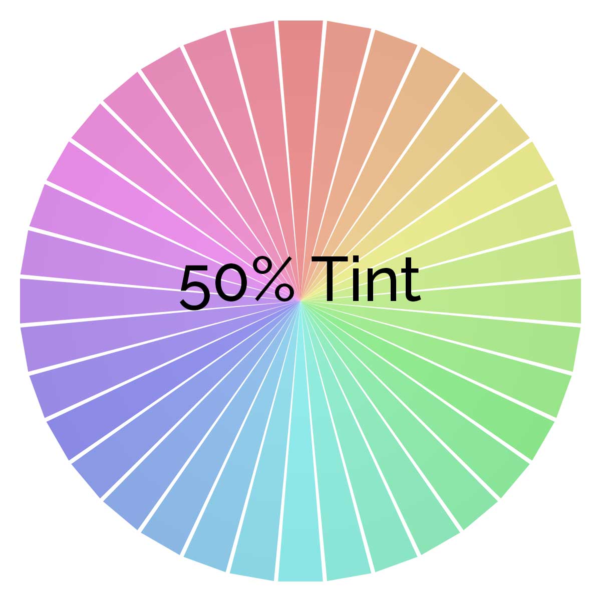 color wheel with tints of 36 different colors.