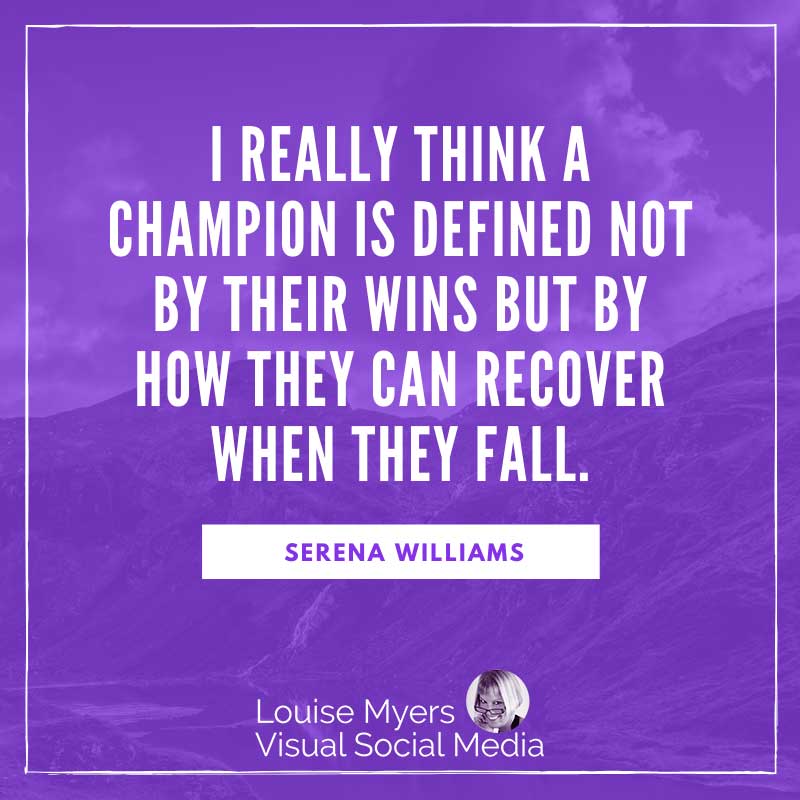 purple image says a champion is defined by how they recover when they fall.