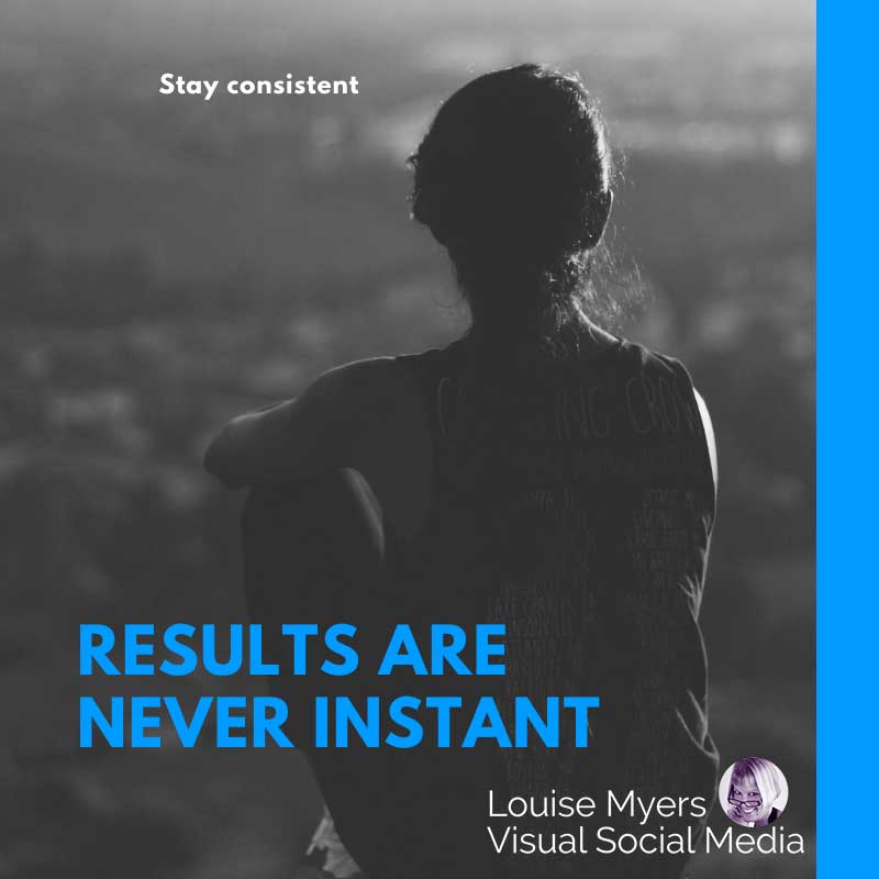 photo of runner with quote saying results are not instant.