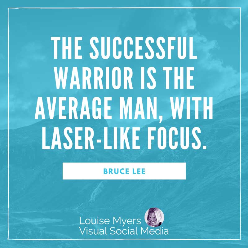 turquoise quote image says successful warrior has laser like focus.