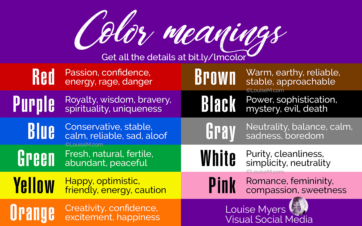 chart of 11 main colors with brief text on their meanings.