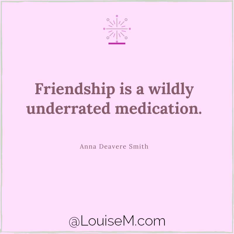 lavender graphic says, Friendship is a wildly underrated medication.